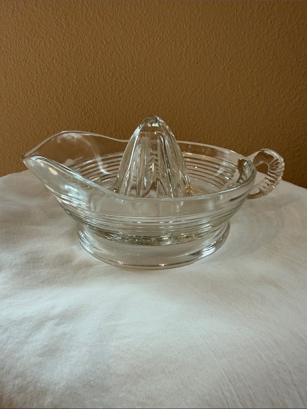Vintage Large Clear Pressed Glass Citrus Juicer and Reamer with Loop Handle